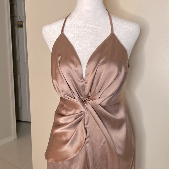 ANTHROPOLOGIE ASOS HEATHER ROSE KNOTTED TWIST FRONT BACKLESS JUMPSUIT - Size 4 - Picture 4 of 11